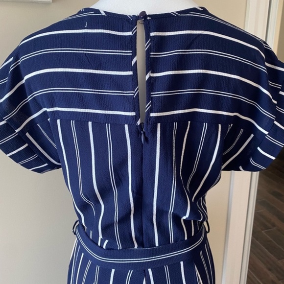Monteau Jumper Striped Cap Sleeves Belted Wide-Leg Navy/White Women’s Medium NWT - Picture 8 of 8